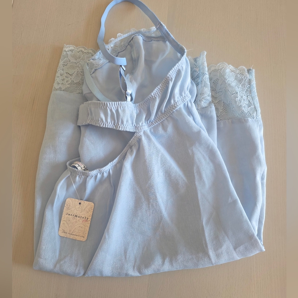 NWT Free People Women's Lace Trim Slip Dress Blue Size M - Picture 9 of 10